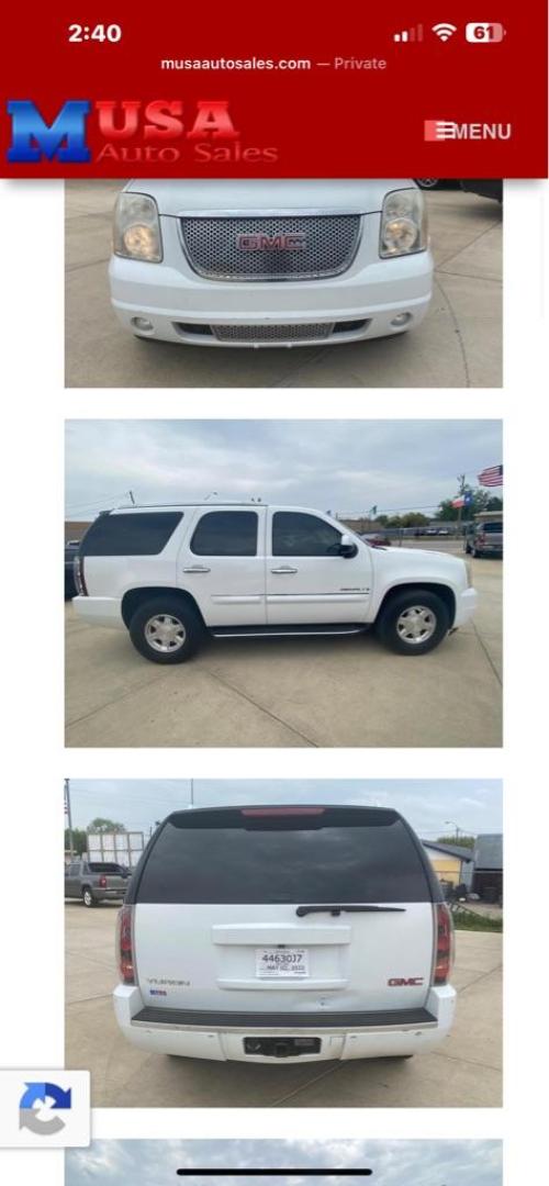 2007 WHITE GMC YUKON DENALI (1GKFK63887J) with an 6.2L engine, Automatic transmission, located at 4415 NE 28th St, Haltom City, TX, 76117, (817) 222-9334, 32.795322, -97.280937 - Photo#2
